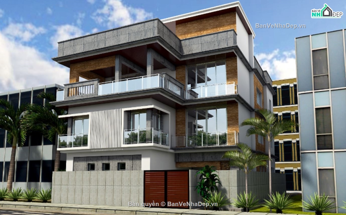 Biệt thự 3 tầng hiện đại,biệt thự 3 tầng,file sketchup biệt thự hiện đại
