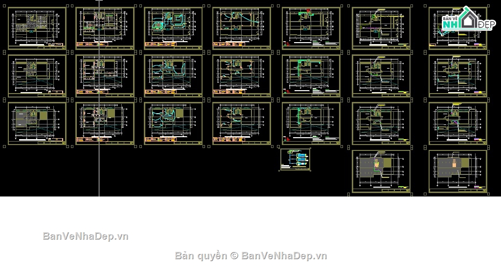 biệt thự 3 tầng,file cad biệt thự 3 tầng,autocad biệt thự 3 tầng