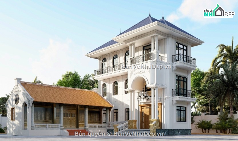 mẫu nhà đẹp,biệt thự 3 tầng,file nhà 3 tầng,nhà biệt thự