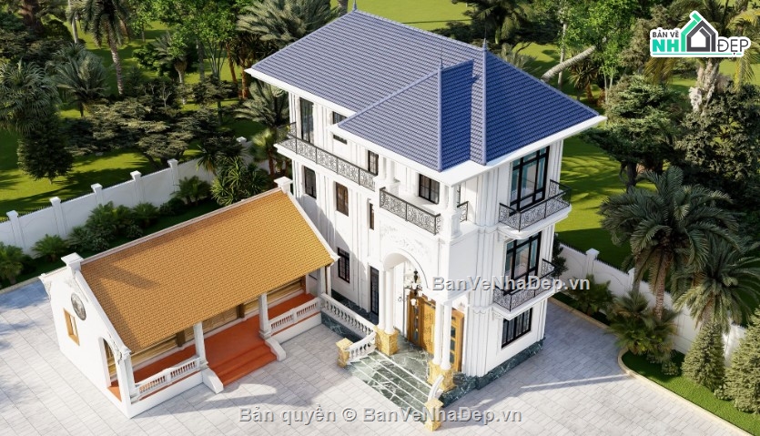 mẫu nhà đẹp,biệt thự 3 tầng,file nhà 3 tầng,nhà biệt thự