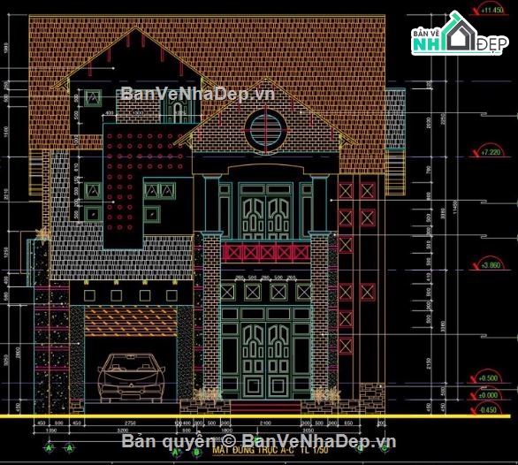 Biệt thự,biệt thự 3 tầng,file kiến trúc biệt thự 3 tầng,mẫu biệt thự 3 tầng