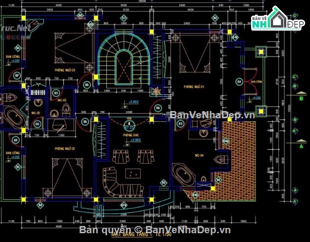 Biệt thự,biệt thự 3 tầng,file kiến trúc biệt thự 3 tầng,mẫu biệt thự 3 tầng