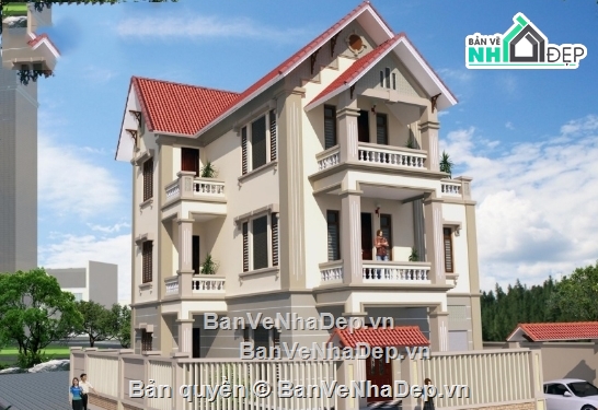 Biệt thự 3 tầng,biệt thự 3 tầng file cad,cad biệt thự 3 tầng