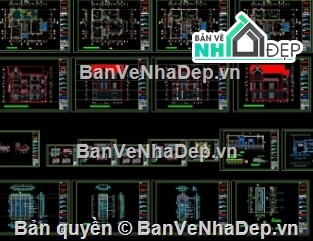 Biệt thự 3 tầng,biệt thự 3 tầng file cad,cad biệt thự 3 tầng