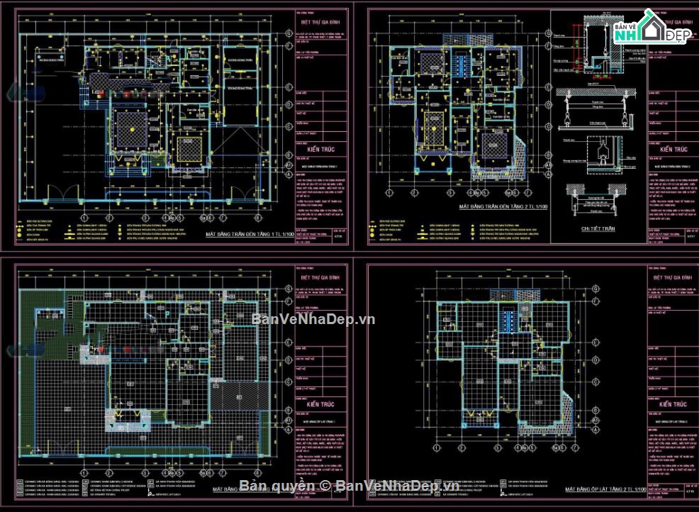 Biệt thự,file cad biệt thự 3 tầng,kiến trúc biệt thự 3 tầng