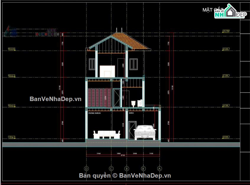 Biệt thự,file cad biệt thự 3 tầng,mẫu biệt thự 3 tầng