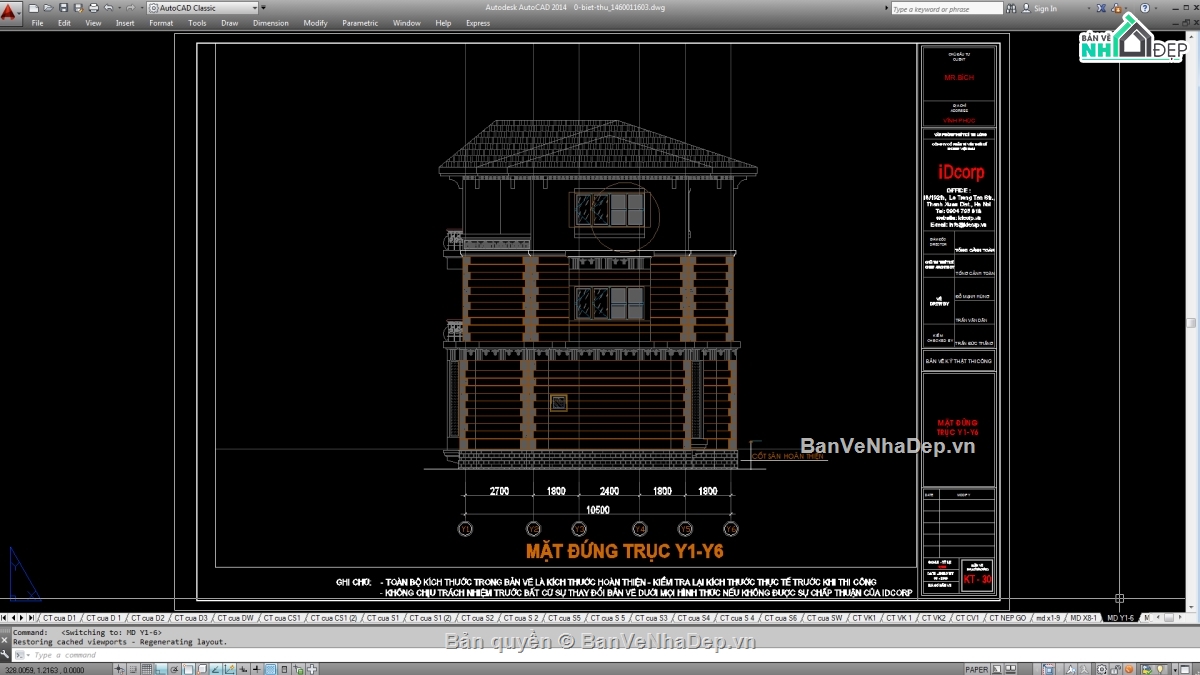 Biệt thự,File cad biệt thự 3 tầng,mẫu biệt thự 3 tầng,biệt thự 3 tầng
