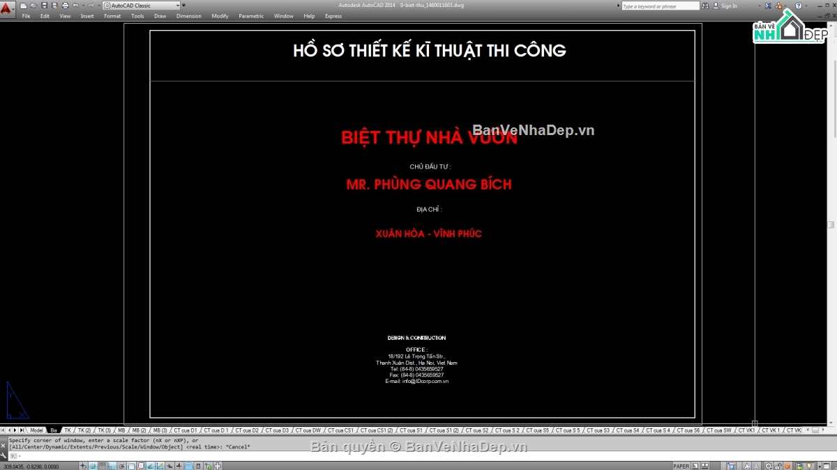 Biệt thự,File cad biệt thự 3 tầng,mẫu biệt thự 3 tầng,biệt thự 3 tầng
