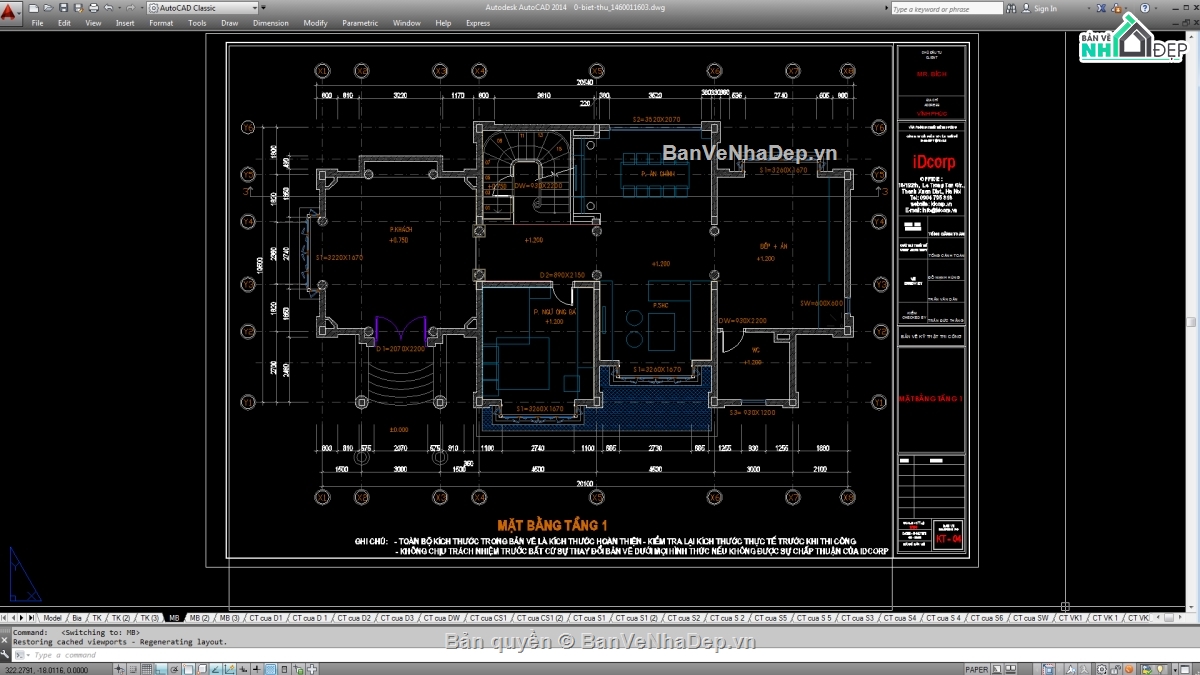 Biệt thự,File cad biệt thự 3 tầng,mẫu biệt thự 3 tầng,biệt thự 3 tầng