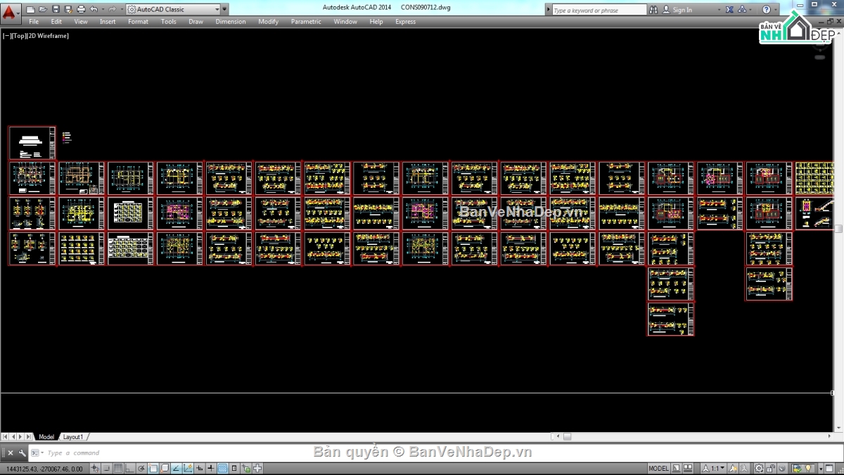Biệt thự,file cad biệt thự 3 tầng,biệt thự 3 tầng