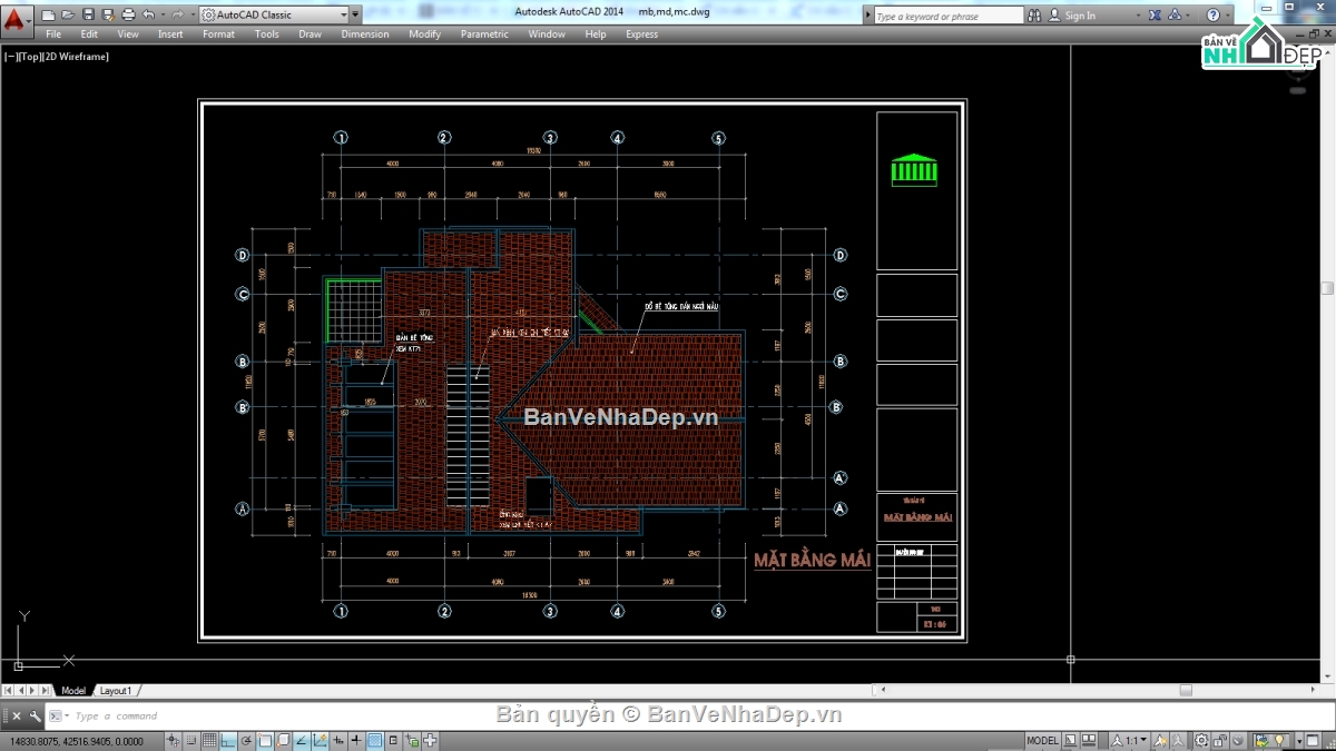 Biệt thự,kiến trúc biệt thự 3 tầng,file biệt thự 3 tầng