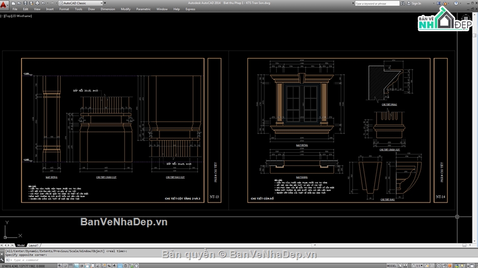 Biệt thự,kiến trúc biệt thự 3 tầng,file biệt thự 3 tầng