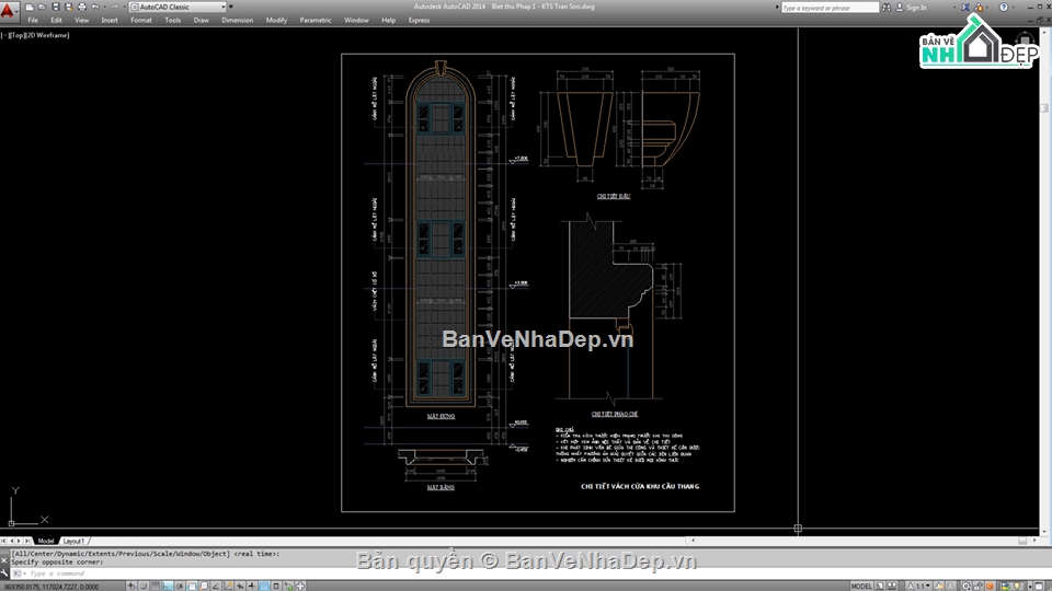 Biệt thự,kiến trúc biệt thự 3 tầng,file biệt thự 3 tầng
