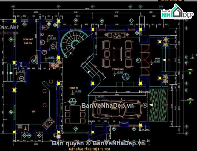 Biệt thự,kiến trúc biệt thự 3 tầng,file biệt thự 3 tầng