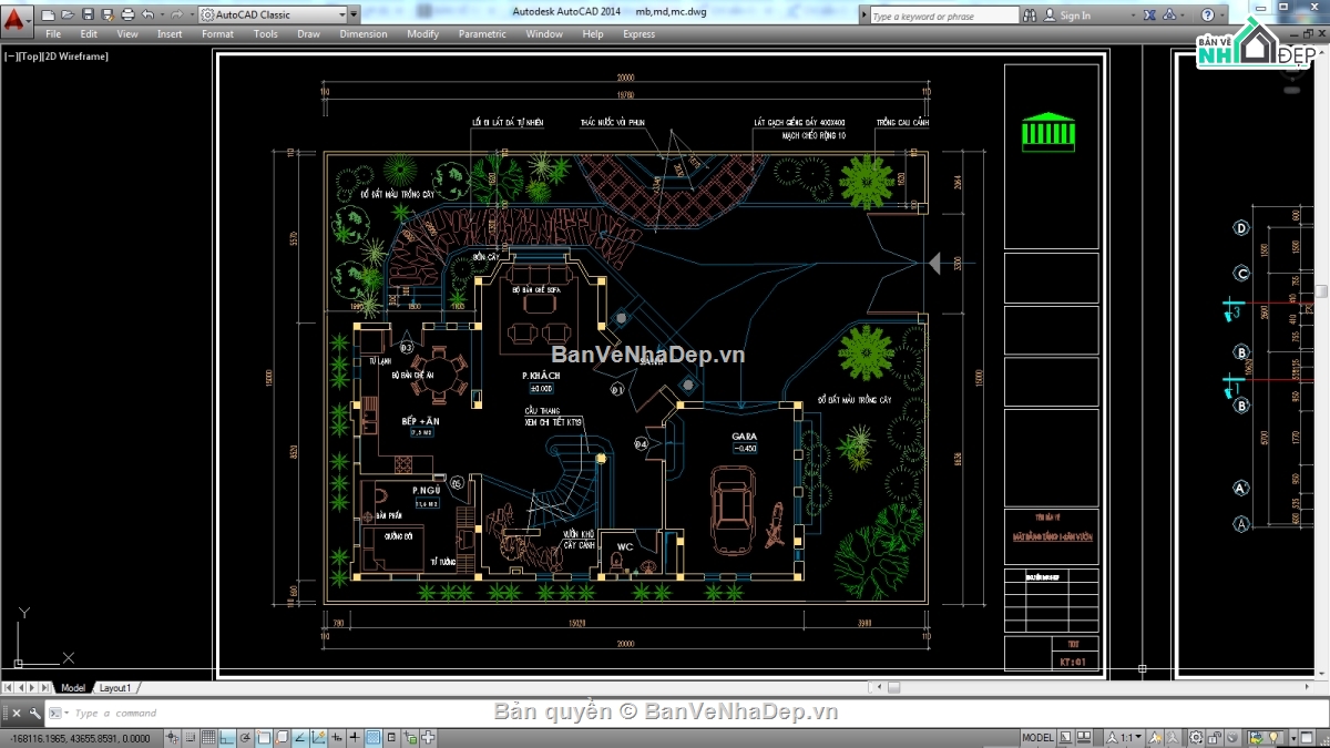 Biệt thự,kiến trúc biệt thự 3 tầng,file biệt thự 3 tầng