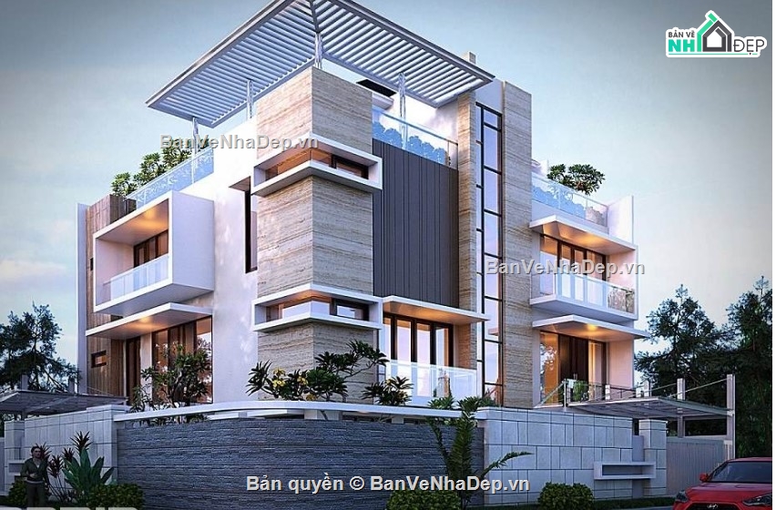 biệt thự hiện đại 3 tầng,sketchup biệt thự 3 tầng,biệt thự hiện đại