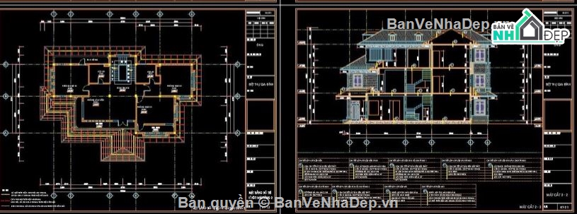 Biệt thự 3 tầng hiện đại,file cad biệt thự 3 tầng,biệt thự 3 tầng
