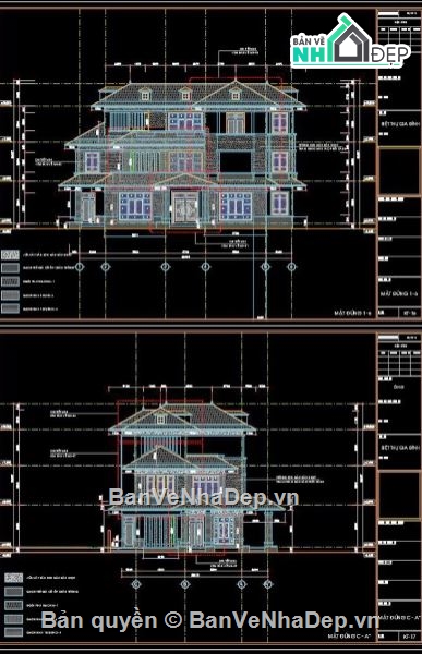 Biệt thự 3 tầng hiện đại,file cad biệt thự 3 tầng,biệt thự 3 tầng