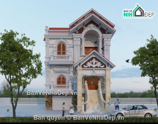 biệt thự 3 tầng,cad biệt thự 3 tầng,file cad biệt thự 3 tầng