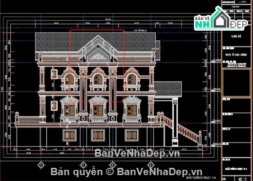 biệt thự 3 tầng,cad biệt thự 3 tầng,file cad biệt thự 3 tầng