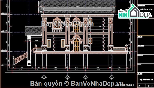 biệt thự 3 tầng,cad biệt thự 3 tầng,file cad biệt thự 3 tầng