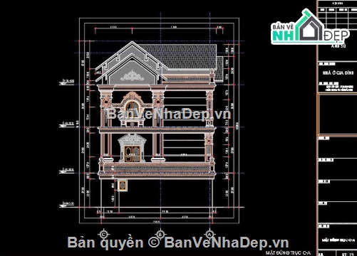 biệt thự 3 tầng,cad biệt thự 3 tầng,file cad biệt thự 3 tầng