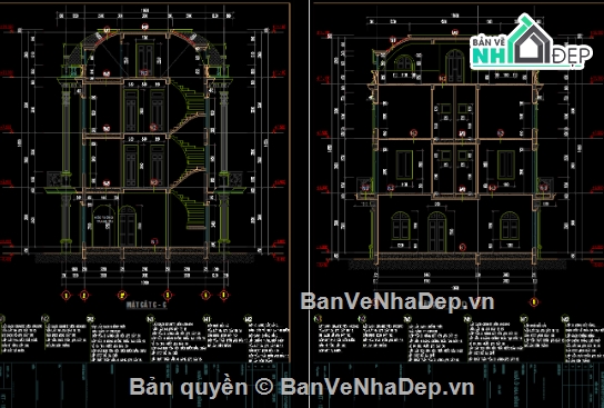 Biệt thự 3 tầng,cad biệt thự 3 tầng,file cad biệt thự 3 tầng,biệt thự 3 tầng file cad