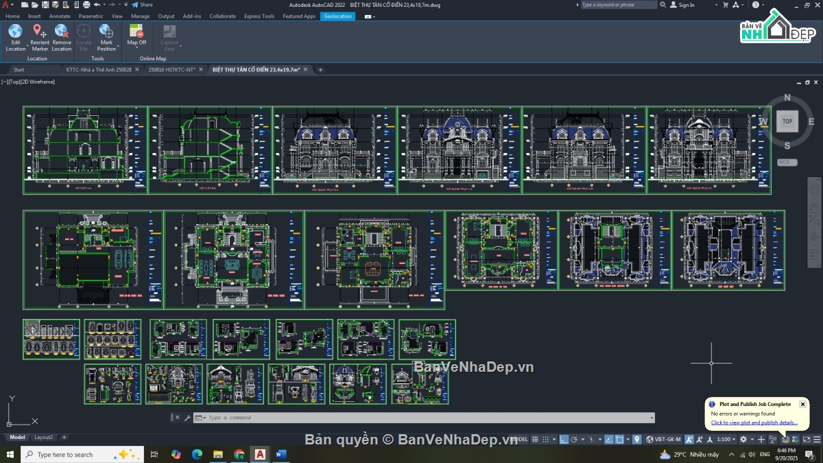 biệt thự 4 tầng,biệt thự tân cổ điển,bản vẽ biệt thự 4 tầng