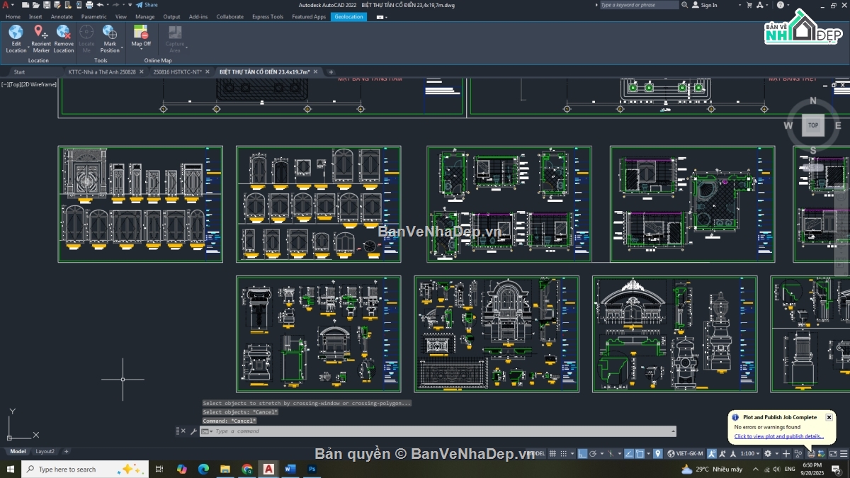 biệt thự 4 tầng,biệt thự tân cổ điển,bản vẽ biệt thự 4 tầng