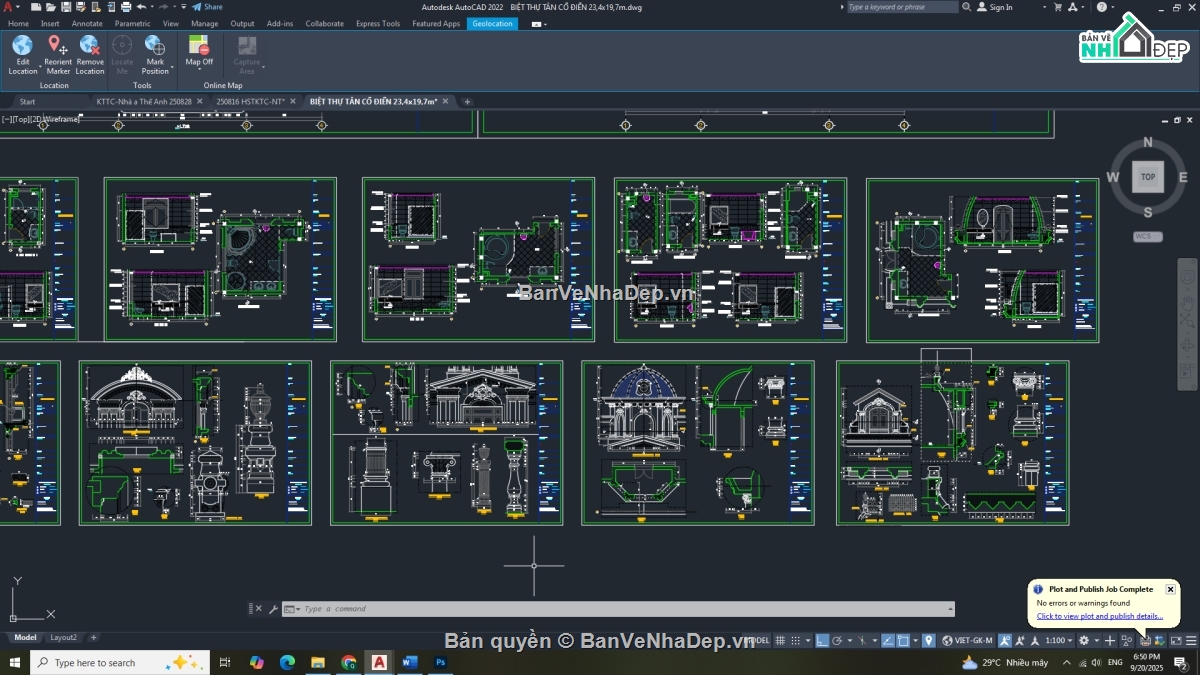 biệt thự 4 tầng,biệt thự tân cổ điển,bản vẽ biệt thự 4 tầng