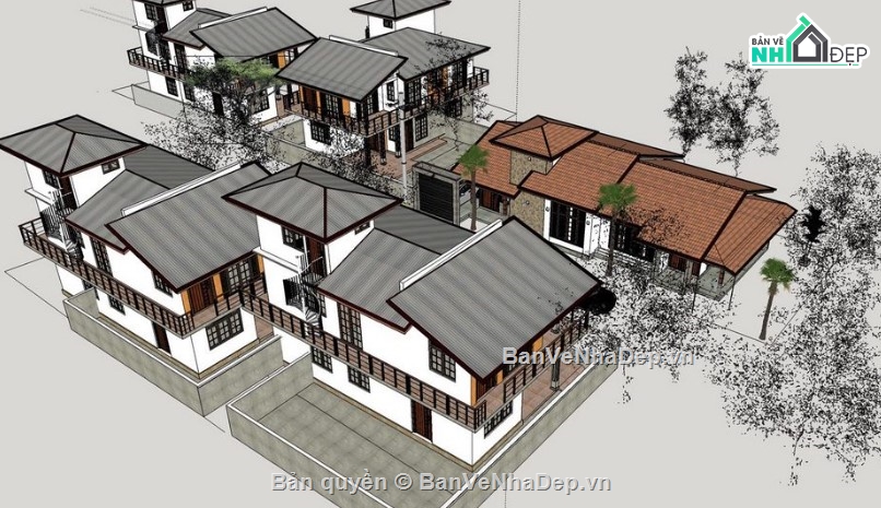 mẫu biệt thự sketchup,sketchup biệt thự,mẫu biệt thự