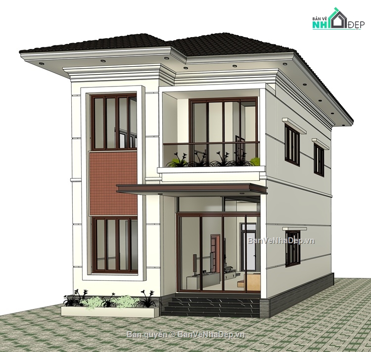 bản vẽ revit,biệt thự 2 tầng,kiến trúc 2 tầng