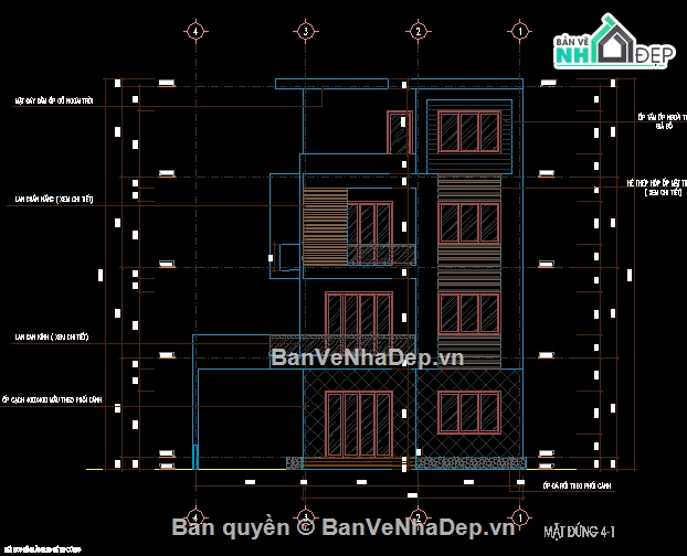 biệt thự hiện đại,biệt thự kích thước 8mx16m,biệt thự hiện đại 4 tầng