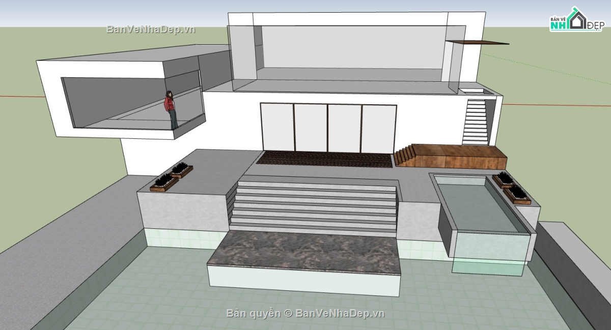 biệt thự hiện đại,biệt thự hiện đại 3 tầng,biệt thự sketchup