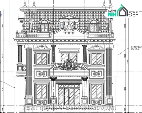 biệt thự 2 tầng,file cad biệt thự 2 tầng,biệt thự 2 tầng tân cổ điển