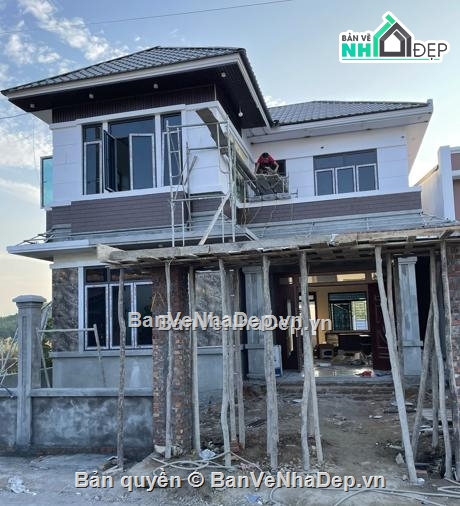 Biệt thự  2 tầng,Su Biệt thự  2 tầng,Biệt thự 2 tầng mái nhật Autocad