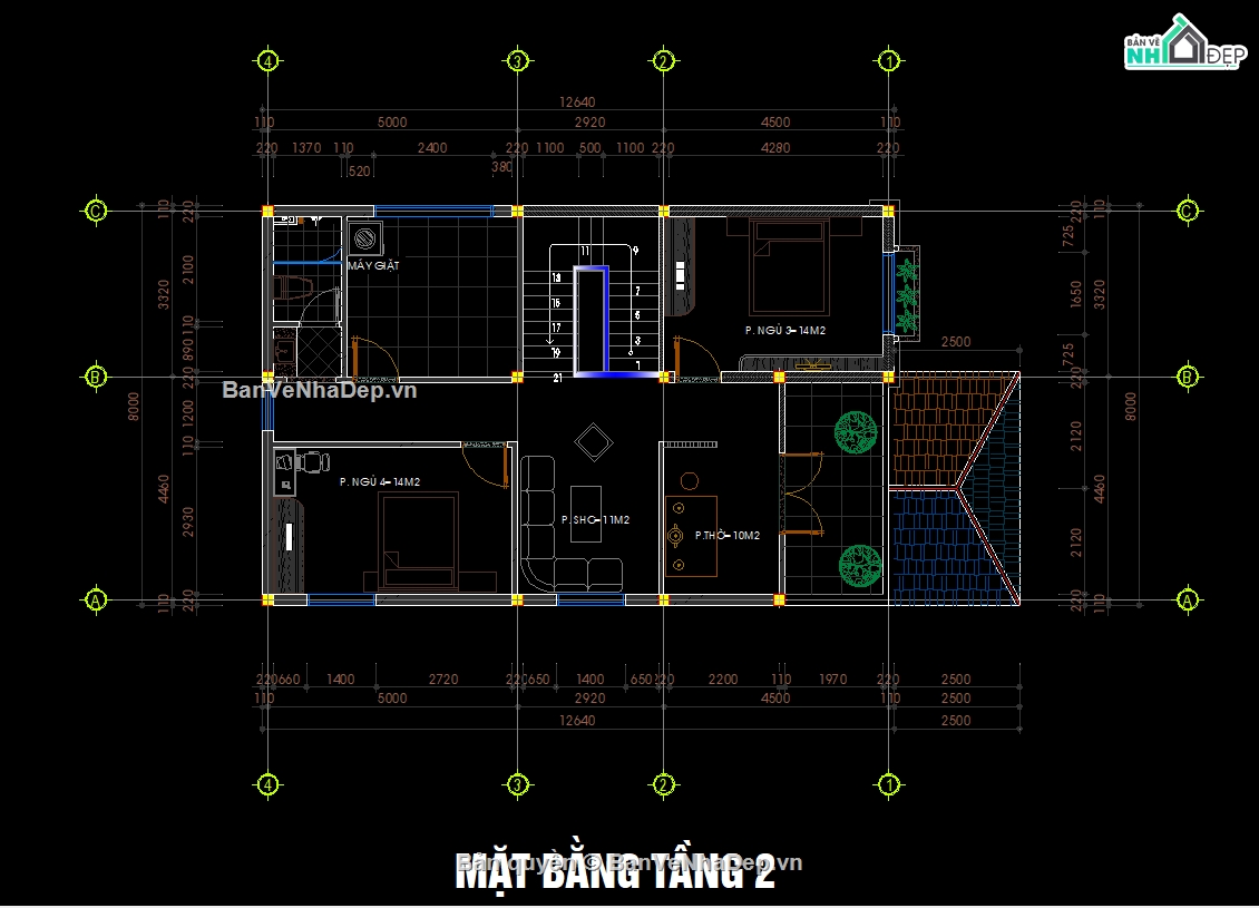 bản vẽ 2 tầng,cad 2 tầng,biệt thự mái nhật 2 tầng,nhà mái nhật 2 tầng kích thước 8x12m,file cad biệt thự 2 tầng đẹp