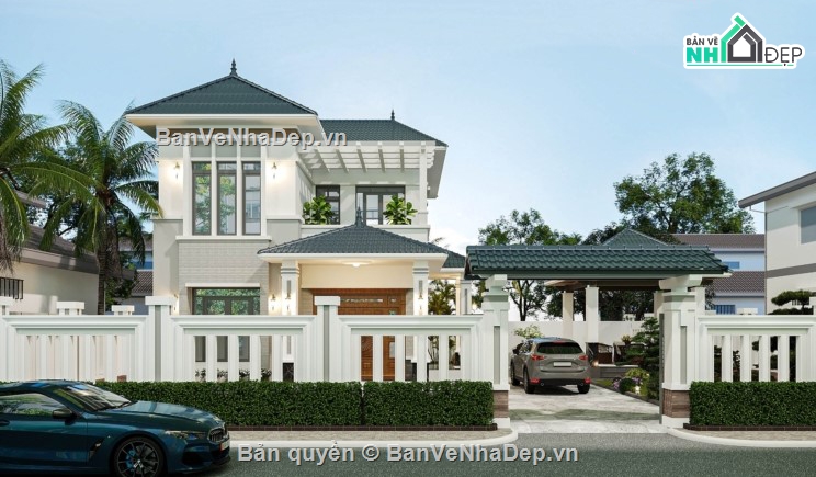 biệt thự 2 tầng,biệt thự hiện đại,mẫu biệt thự