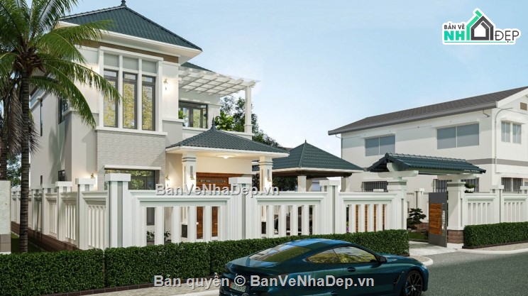 biệt thự 2 tầng,biệt thự hiện đại,mẫu biệt thự