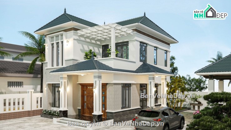 biệt thự 2 tầng,biệt thự hiện đại,mẫu biệt thự
