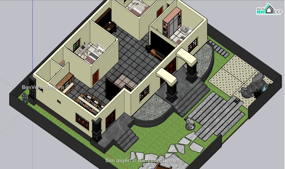 hiện đại,Biệt thự 1 tầng mái Nhật,biệt thự hiện đại