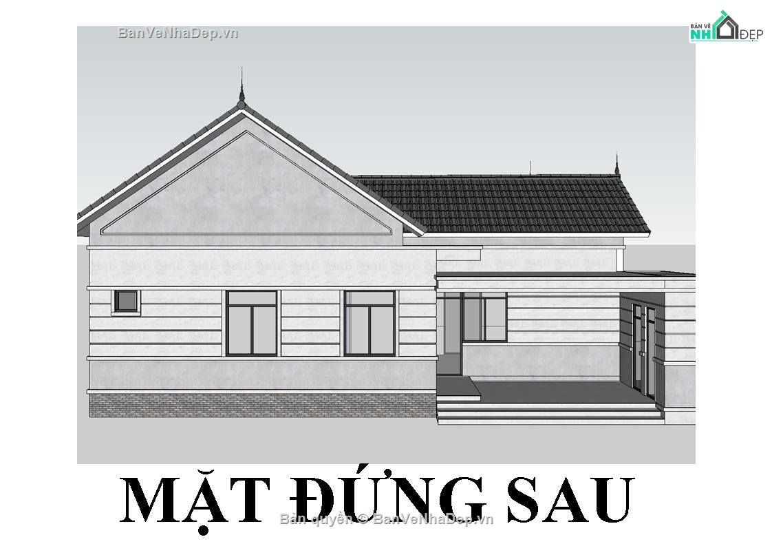 file sketchup,biệt thự mái thái,mái thái,sketchup biệt thự