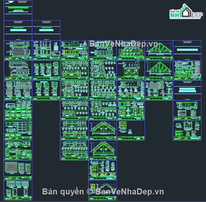 Bản vẽ mái thái,Bản vẽ biệt thự mái thái,bản vẽ mái thái đẹp
