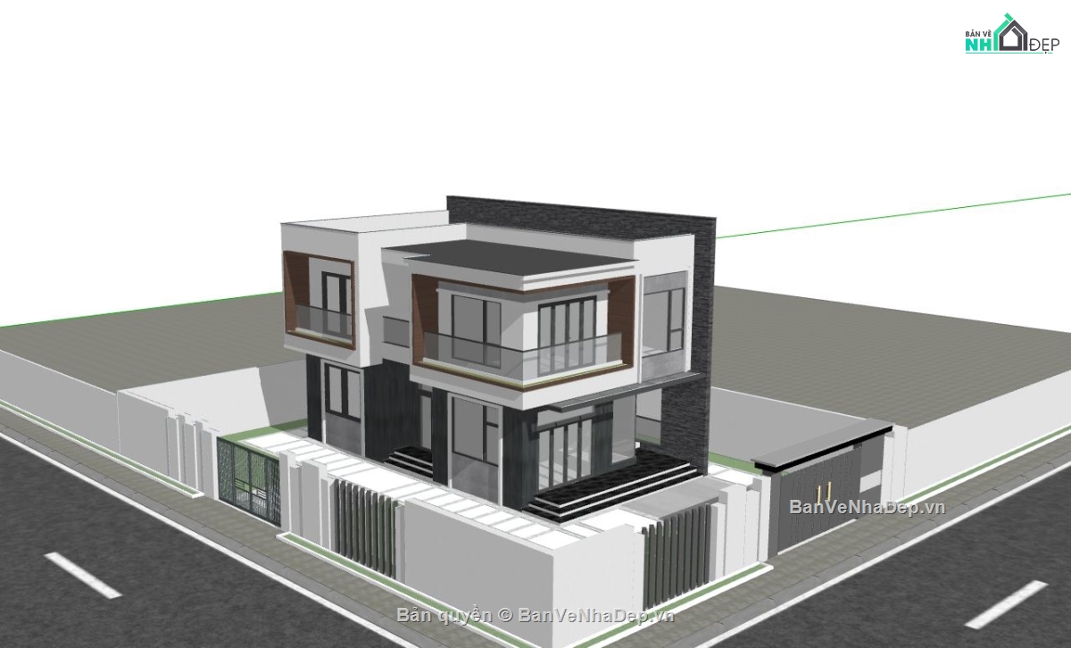 biệt thự phố 2 tầng,nhà phố 2 mặt tiền,thiết kế nhà 7.6x13.6m