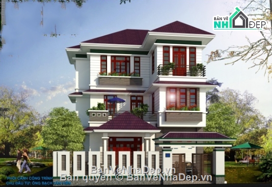 biệt thự 3 tầng,Biệt thự 3 tầng hiện đại,cad biệt thự 3 tầng