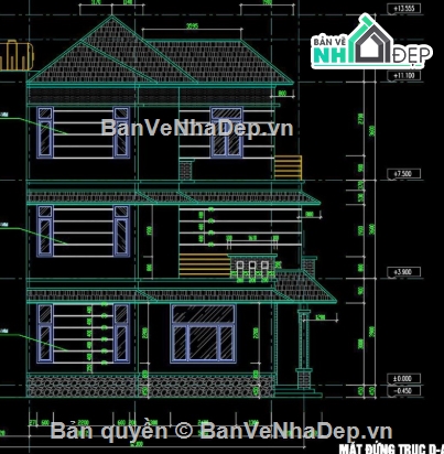 biệt thự 3 tầng,Biệt thự 3 tầng hiện đại,cad biệt thự 3 tầng
