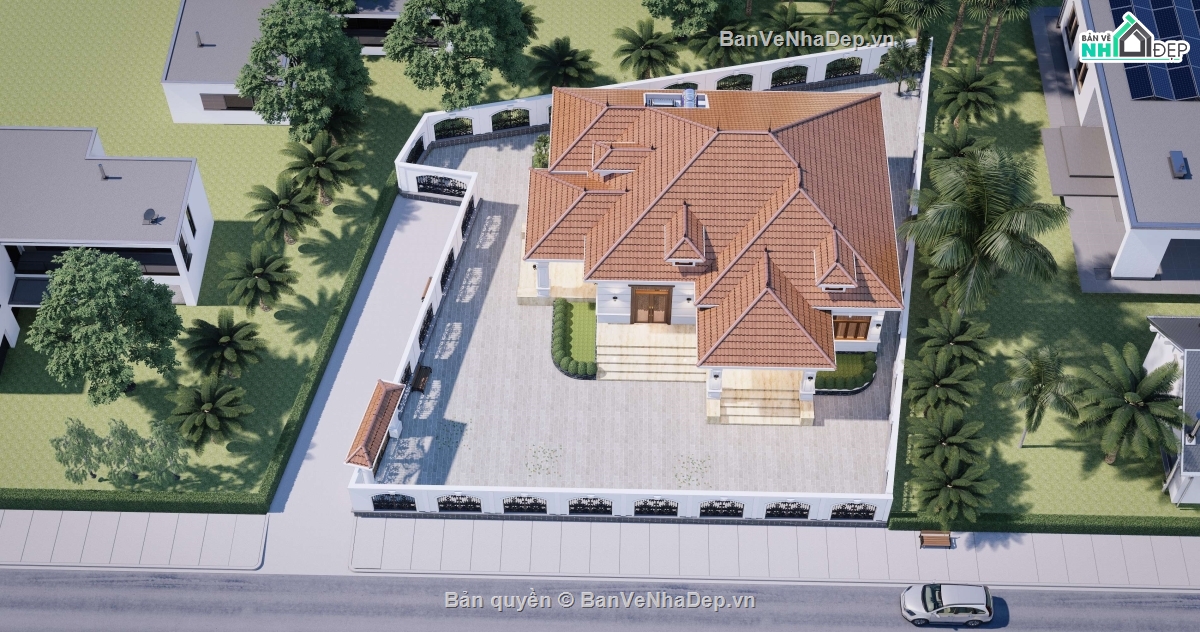 biệt thự 1 tầng,Biệt thự tân cổ điển,Biệt thự 1 tầng tân cổ điển