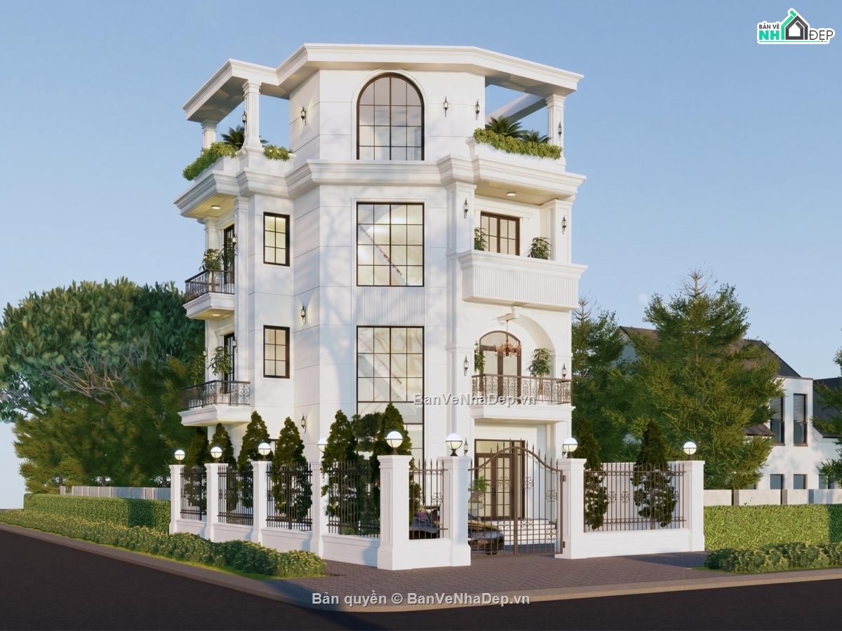 Biệt thự tân cổ điển,Biệt thự tân cổ điển 4 tầng,Biệt thự tân cổ 4 tầng