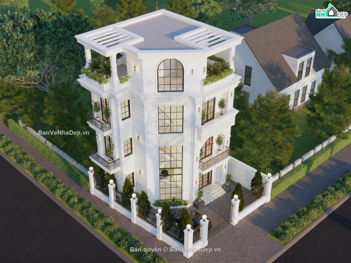 Biệt thự tân cổ điển,Biệt thự tân cổ điển 4 tầng,Biệt thự tân cổ 4 tầng