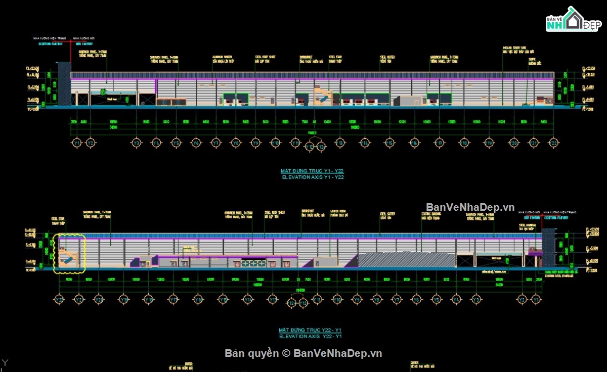 bản vẽ nhà xưởng,cad nhà xưởng,kết cấu nhà xưởng